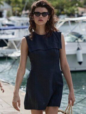 doen black linen dress NWT) Doen Pacifica Linen Wrap Belted Maxi Gown Dress - XS
